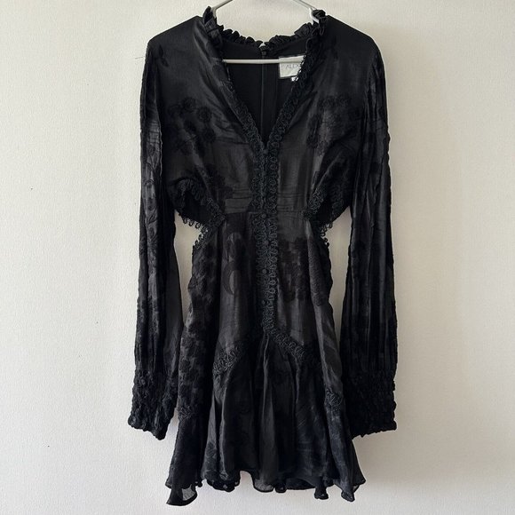 Alexis Dress Black Lace Sarabeth V-neck Mini Sz M Cutout - Picture 5 of 11